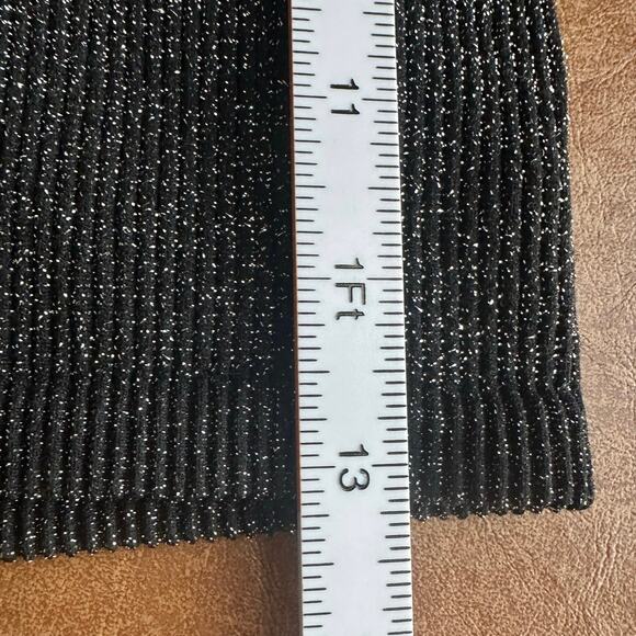 Zara Black Silver Metallic XS Cropped Scoop Neck Long Sleeve Y2K Glam Top - Picture 6 of 6